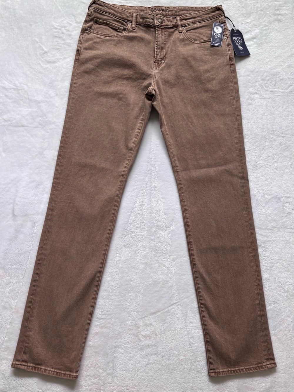 PRPS Men's Le Sabre Slim Straight Fit Mid Rise Khaki Jeans--NWT--34